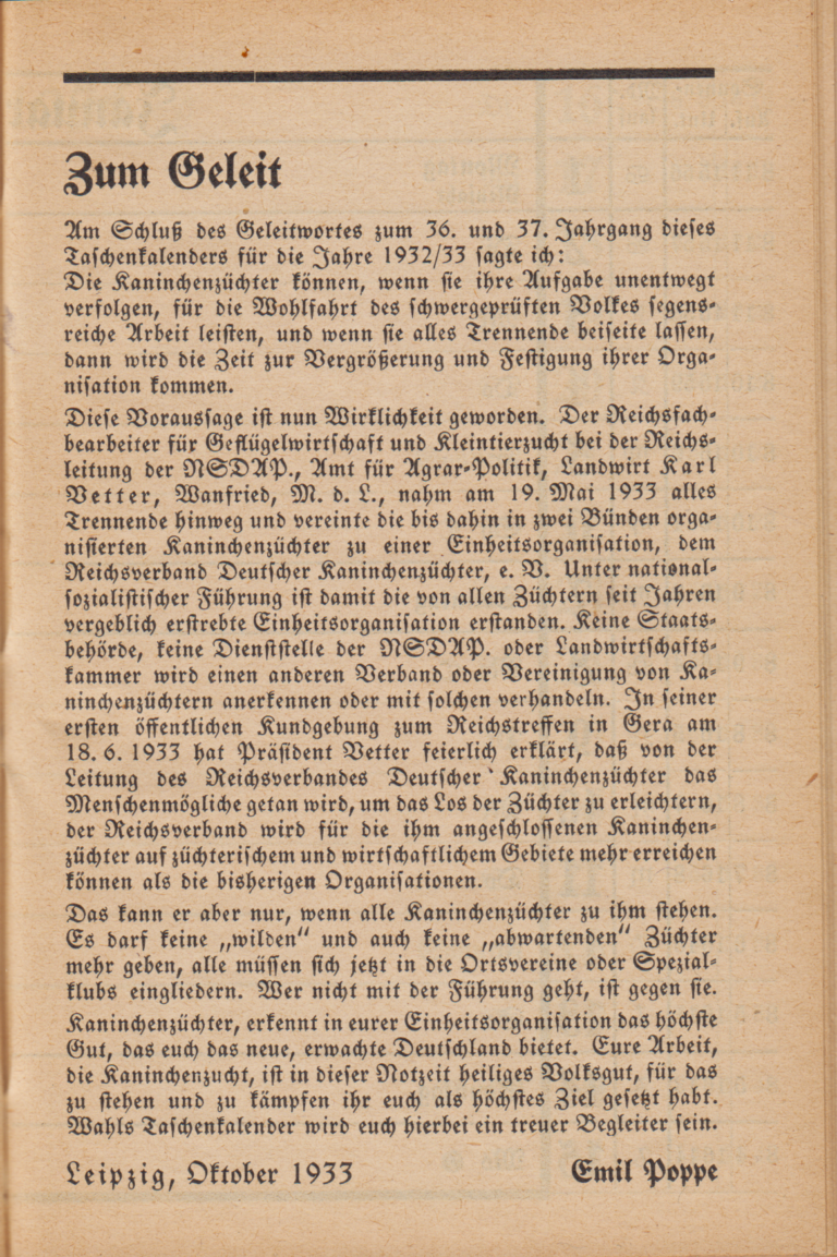 Vorwort. E. Poppe. Wahls Taschenkalender 1934