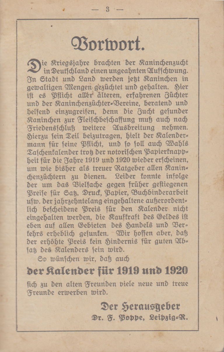 Vorwort. Wahls Taschenkalender 1919-20